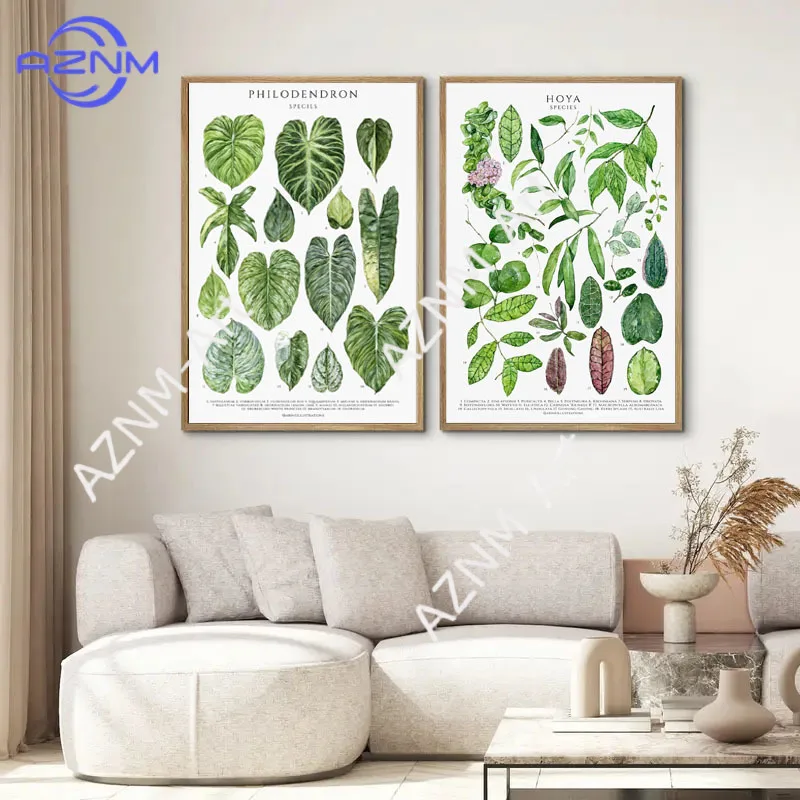 1pc Green Botanical Leaves Interior Art Print Houseplants Nature Indoors Canvas Wall Home Decor Calming Poster Foliage and Plant