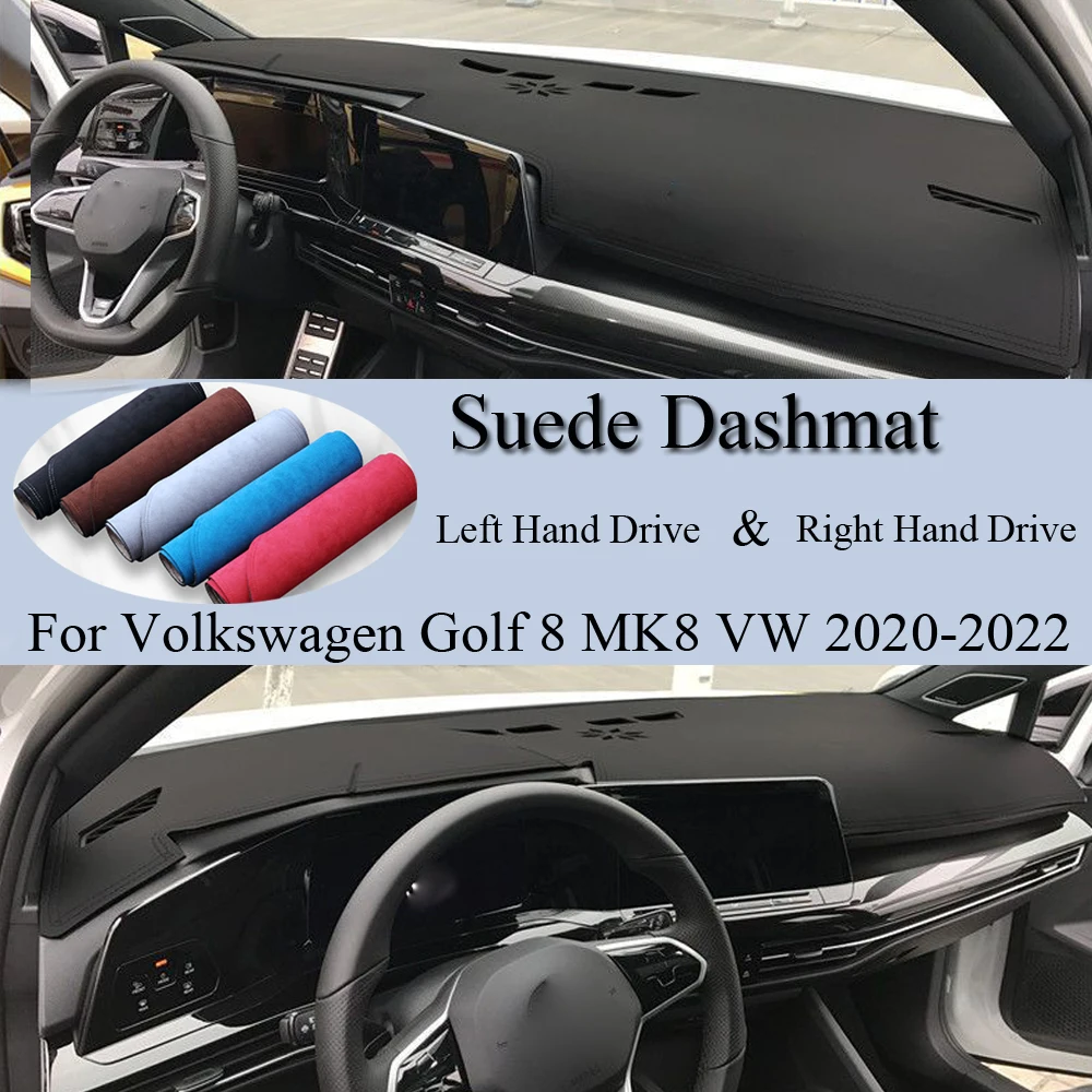 For Volkswagen Golf 8 MK8 VW 2020-2022 Suede Leather Dashmat Dashboard Cover Pad Dash Mat Carpet Car Styling Auto Accessories