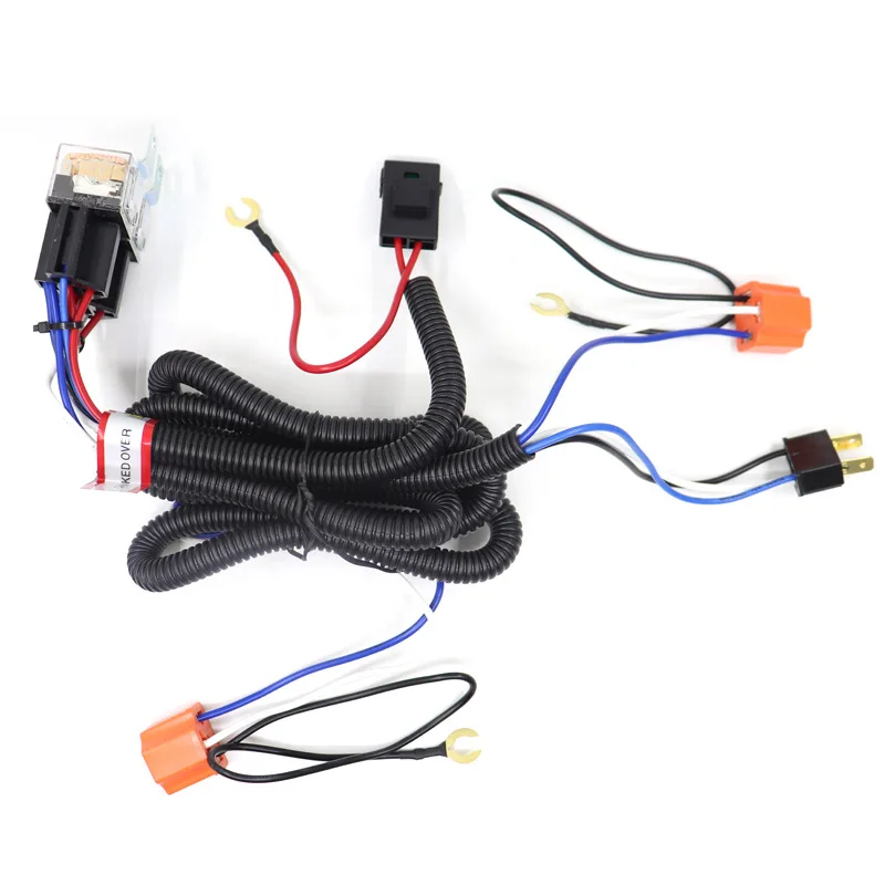 H4 Headlight Relay Wiring Harness 2 4 Headlamp Light Bulb Ceramic Socket Plugs Set for Car Auto Headlight Modification Harness