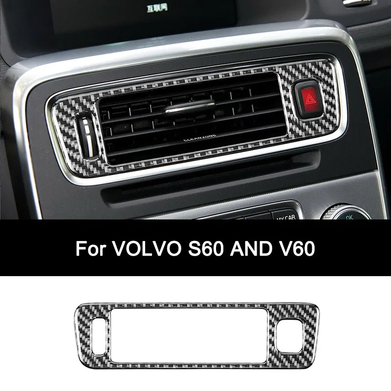 

For VOLVO S60 and V60, Premium Carbon Fiber Car Central Air Conditioning Vent Inner Frame Interior Sticker Auto Accessories