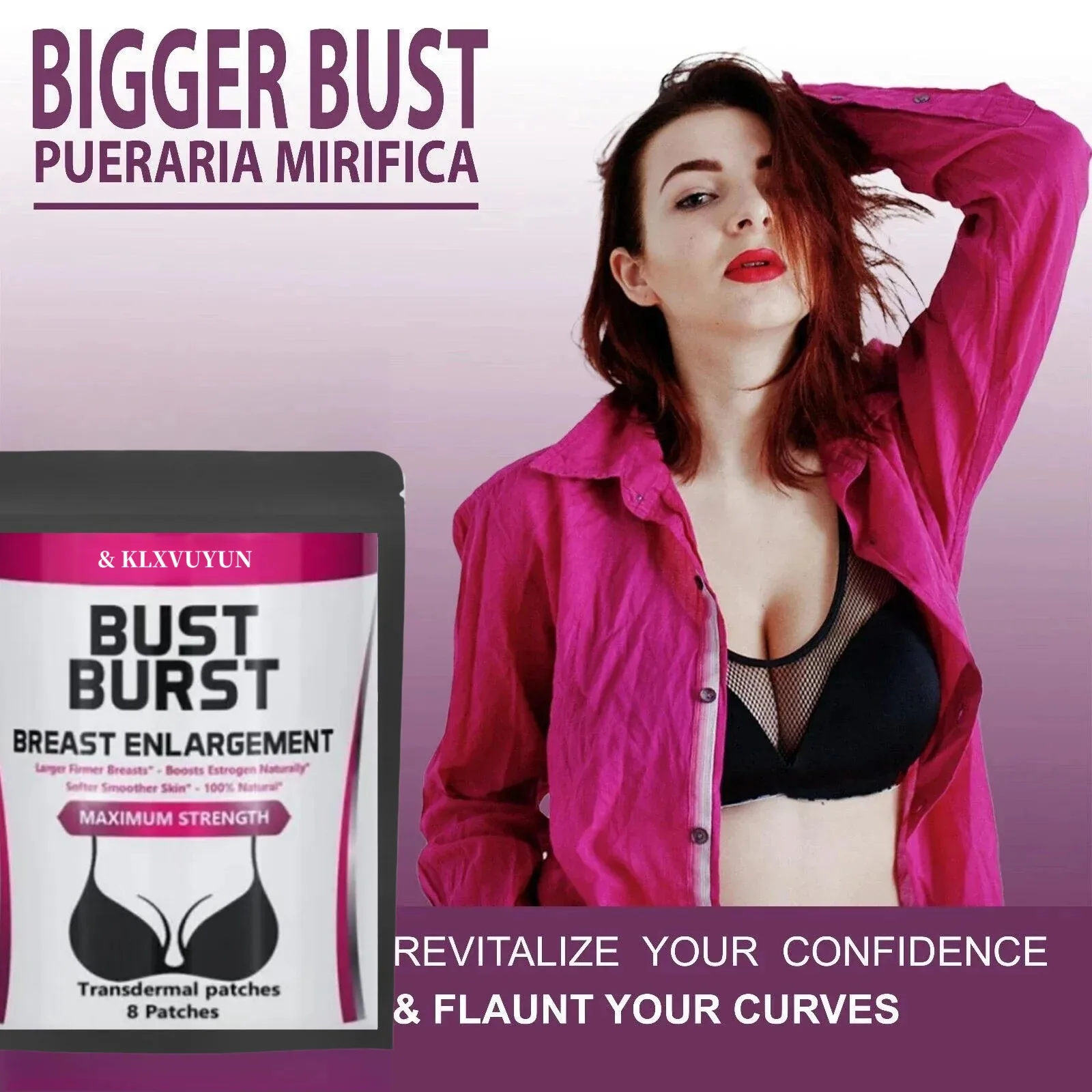 Bigger Breast Enlargement Enhancement Firmer Fuller Larger Bust, Transdermal Patch, Made In Usa