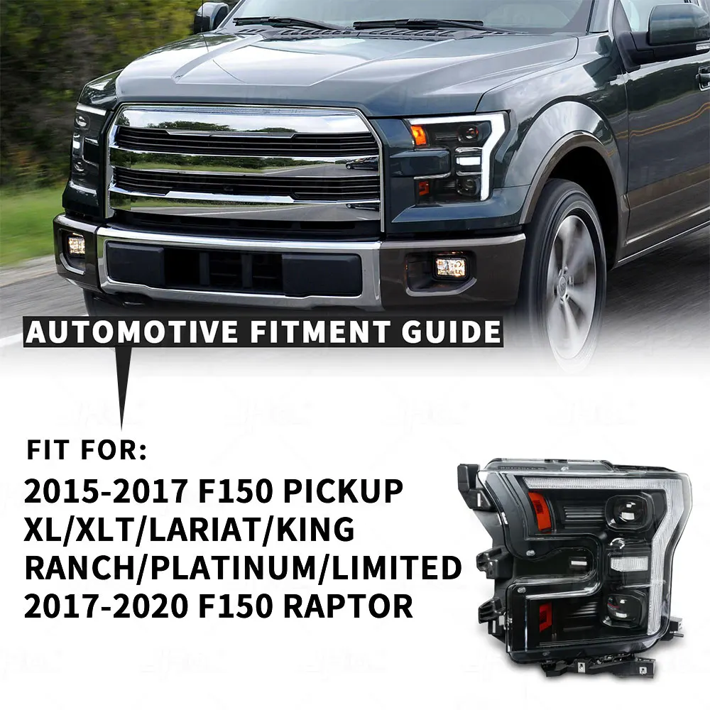 

Автомобильные светодиодные фары JHO в сборе DRL, последовательный сигнал, активирующая лампа ближнего и дальнего света для Ford F-150 Raptor 2015-2020, аксессуары