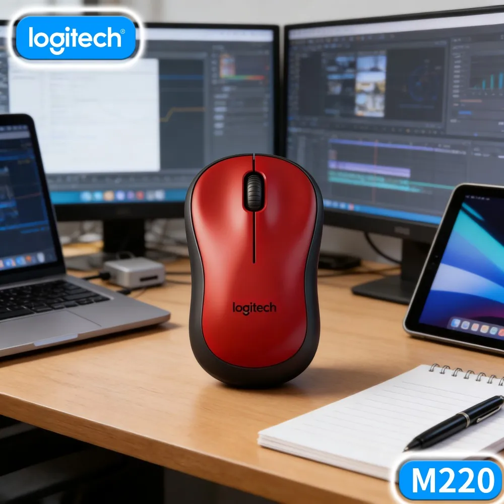 Logitech M220 Quiet Click Wireless Mouse Ergonomic Comfort Grip Compact Portable For Notebook Mac Windows Office Work