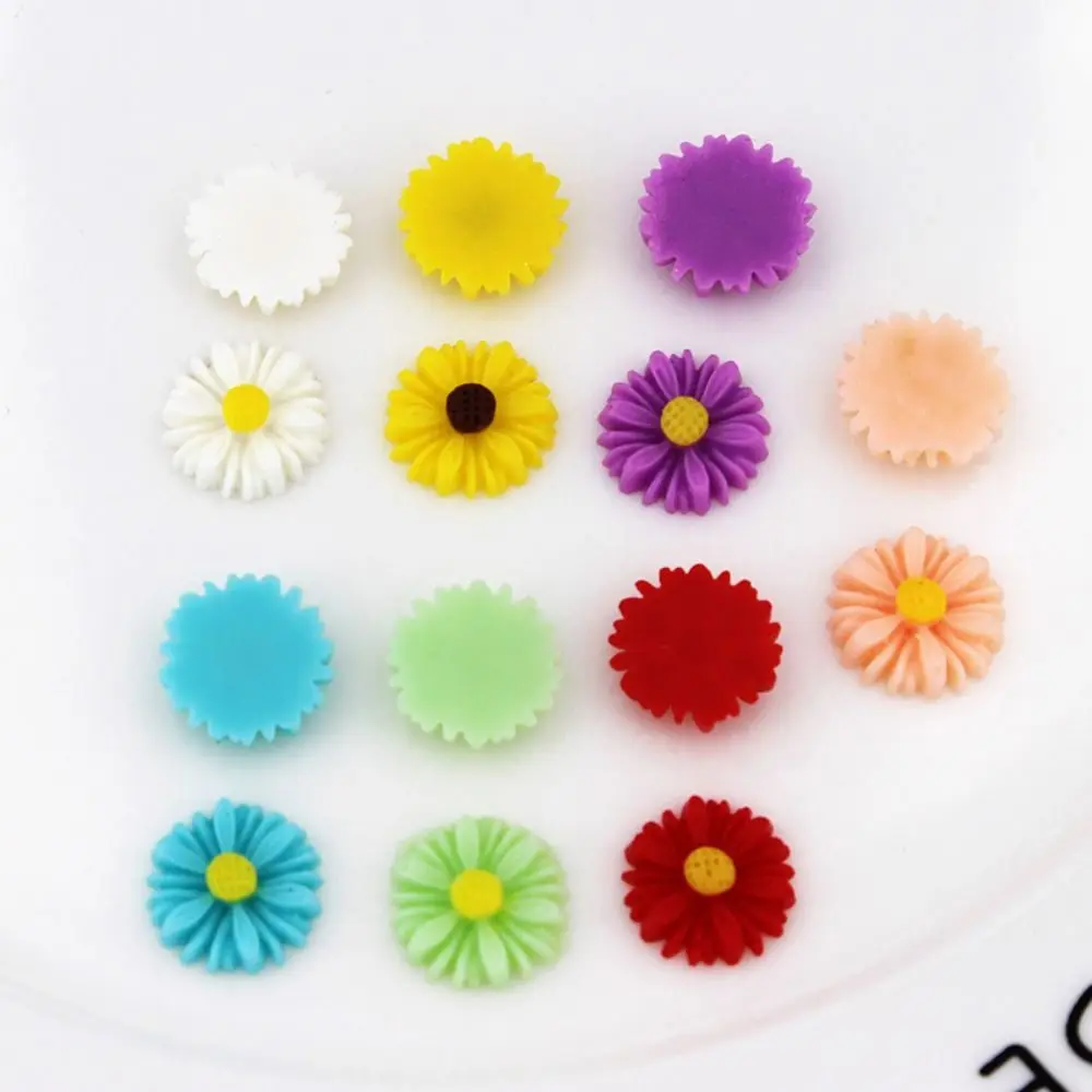 50pcs Daisy Flowers DIY Daisy Flower Charms Flatbacks Cabochons Resin Flatbacks Resin Daisy Flower Jewelry Making