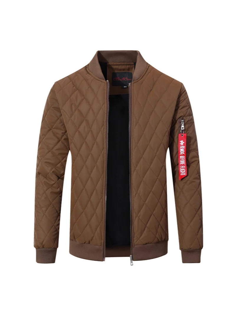 

Men's Fleece-Lined Thickened Cotton-Padded Jacket Diamond-Patterned Warm Coat for Autumn Winter Versatile 2025 New Trendy Style