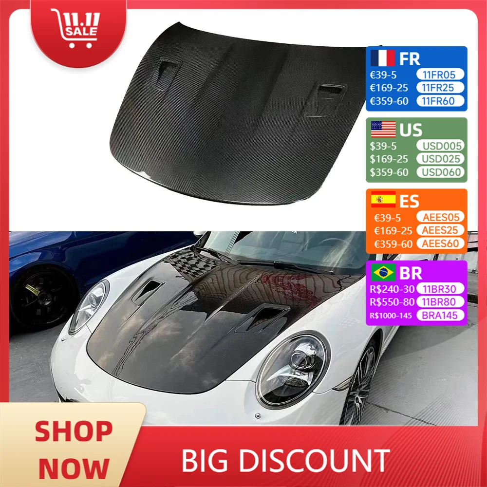 For Porsche 991 GT3 High-quality Dry Carbon Fiber Bonnet Hood Leaf Board Car Accessories Fender Engine Cover Body Kit Trim 6