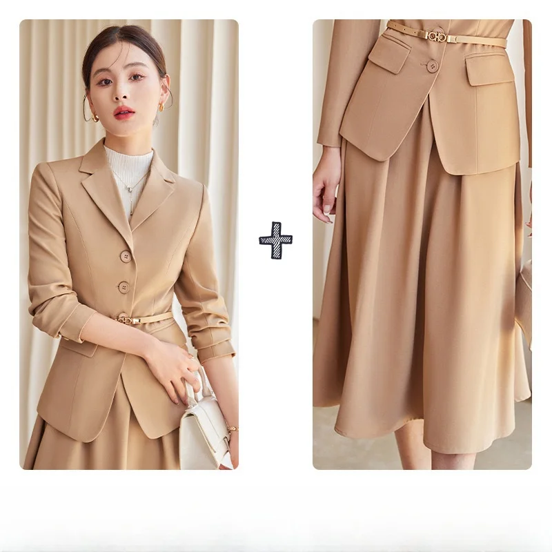 Fashion Temperament Jacket Suit for Women 2025 Blazer+Long Skirt Sets Casual Office Ladies Skirt suit For Business Or Ceremony