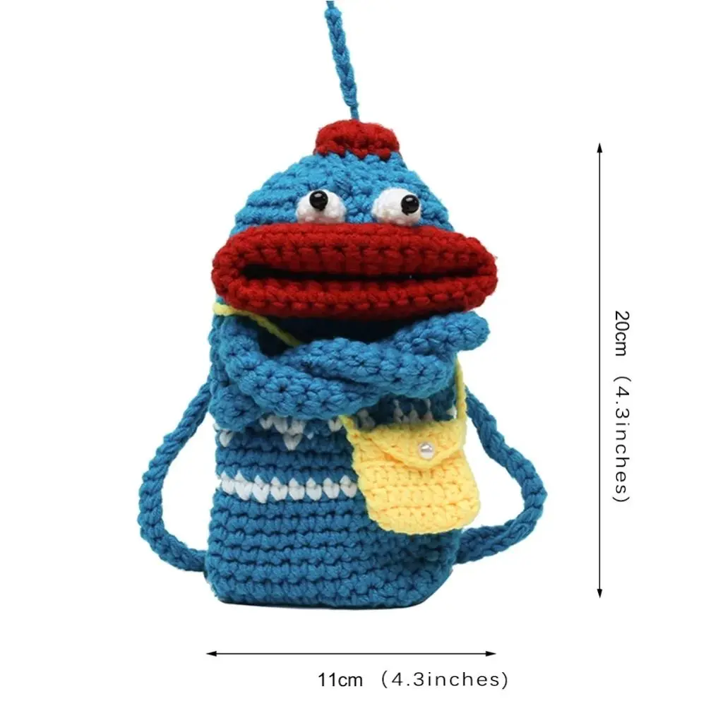 Cartoon Sausage Mouth Knit Phone Bags Funny Coin Purse Korean Style Handmade Crochet Bag Handbag Small Messenger Bag Women