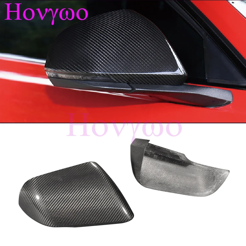 Real Carbon Fiber Side Mirror Cover Caps US Style with light cutout Add On For Ford Mustang 2014up