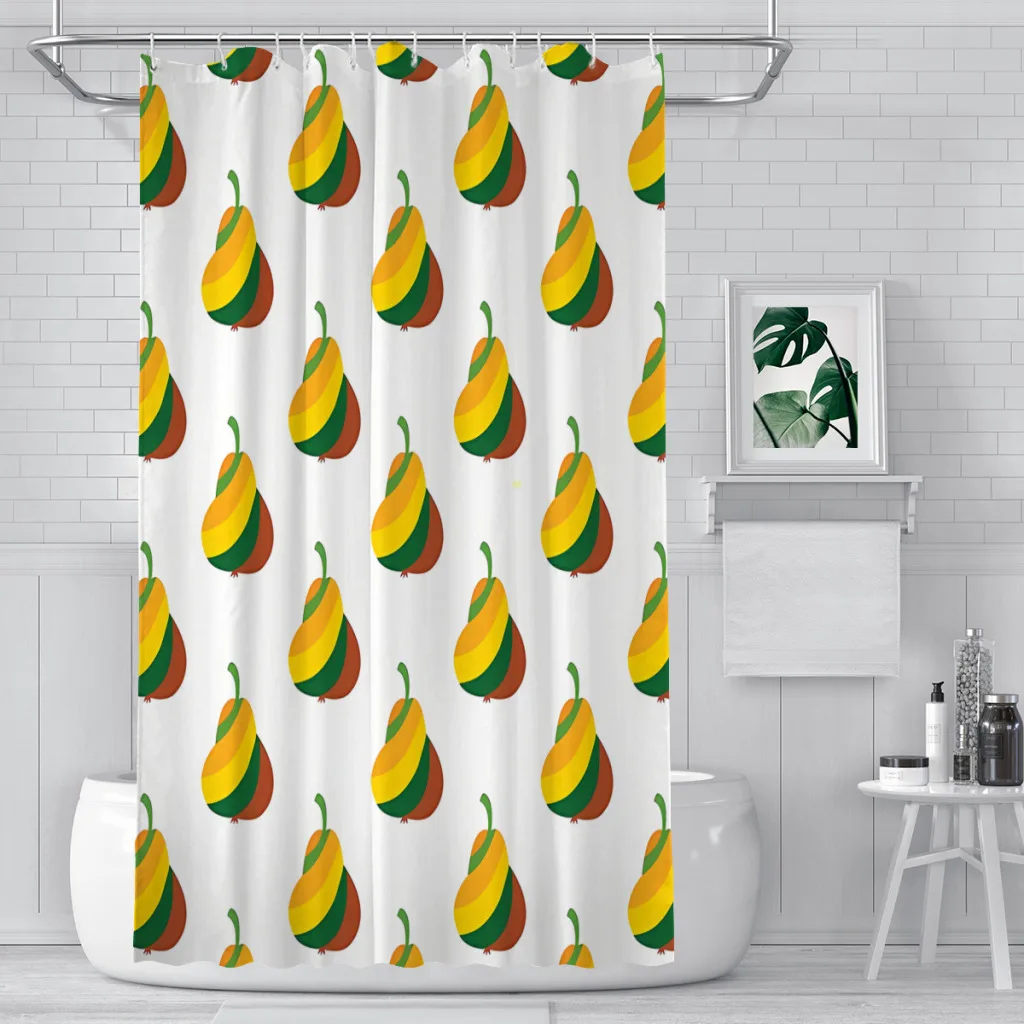 Vector Pattern Made Of Colorful Pears Isolated Bathroom Shower Curtains  Waterproof Partition Curtain Home Decor Accessories