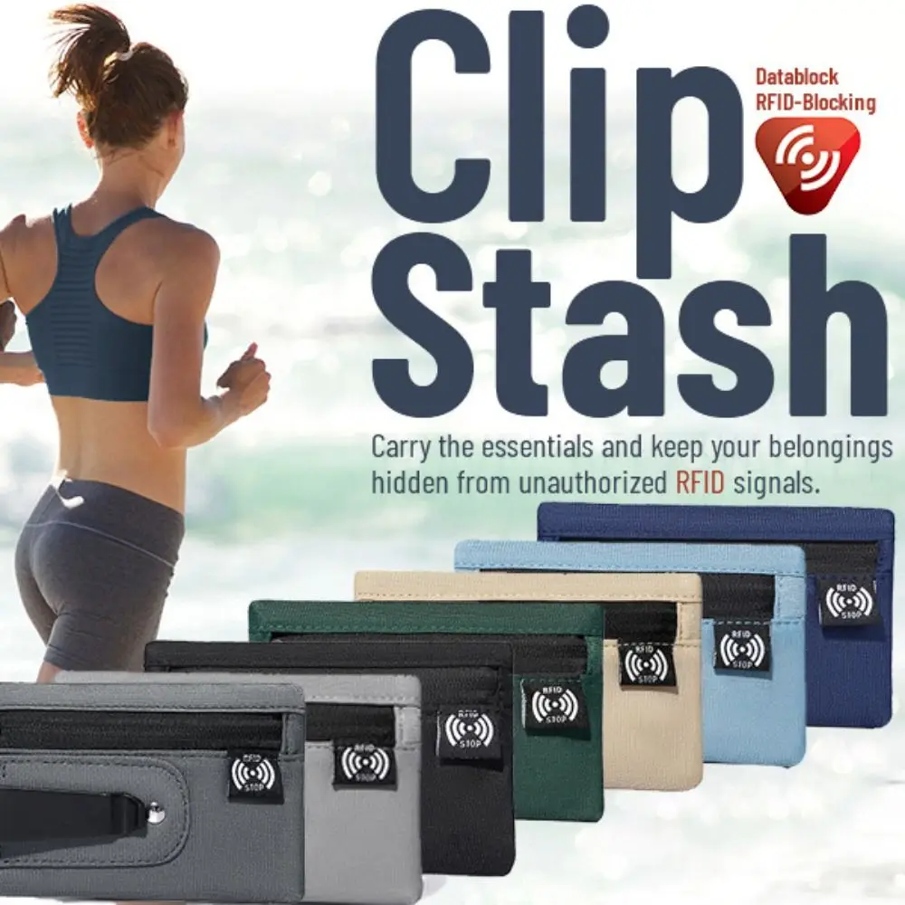 Nova mini bolsa de moedas de poliéster 7 cores não trançado bolsa de tecido simples com zíper e clipe de cinto organizador de cartão dinheiro e moedas