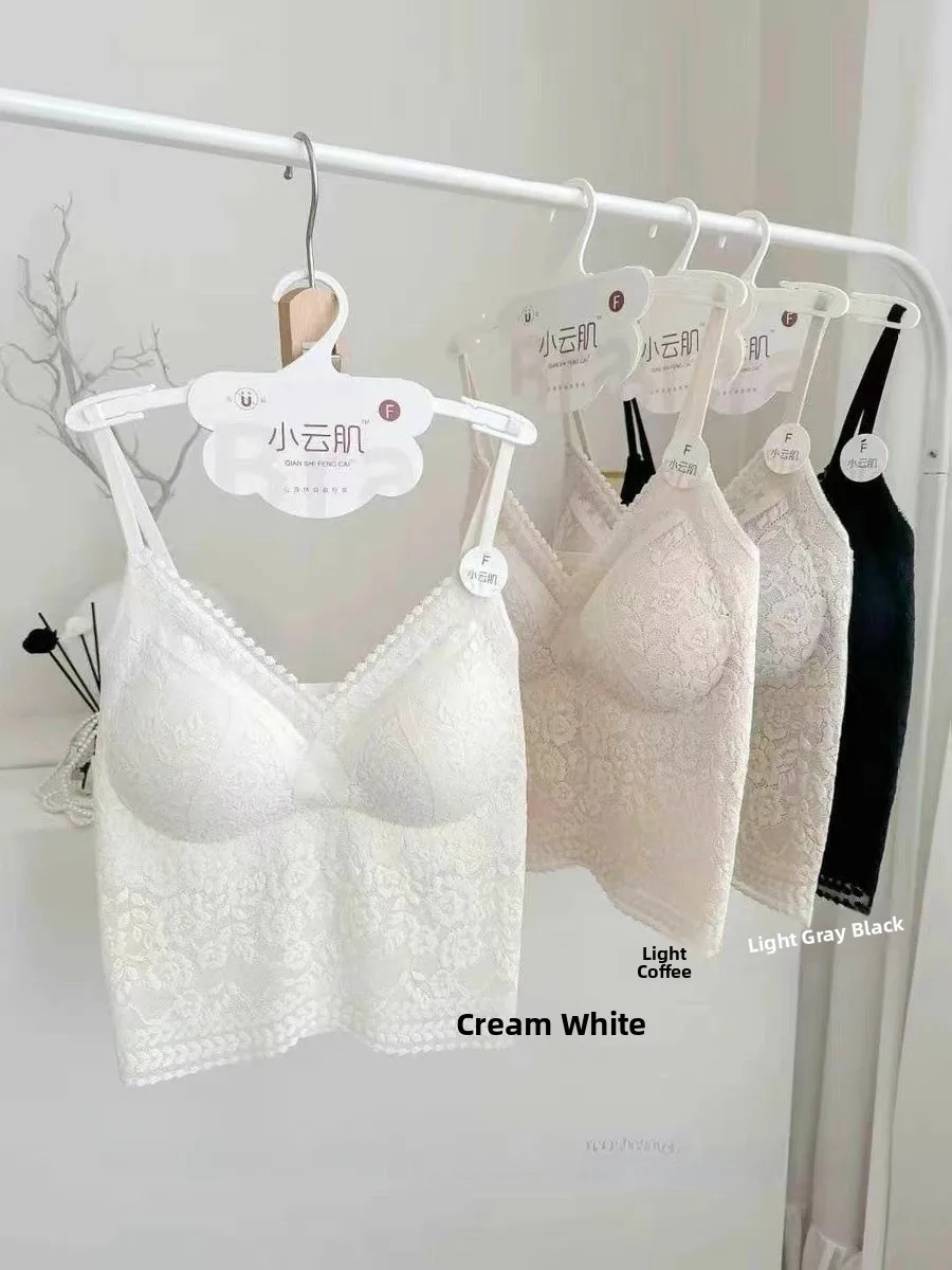 New 2025 Lace Strapless Bralette Women's Mid-Length Thin Back Beautiful Back Bra Prevent Sagging Underwear Sweet Style Nylon ...