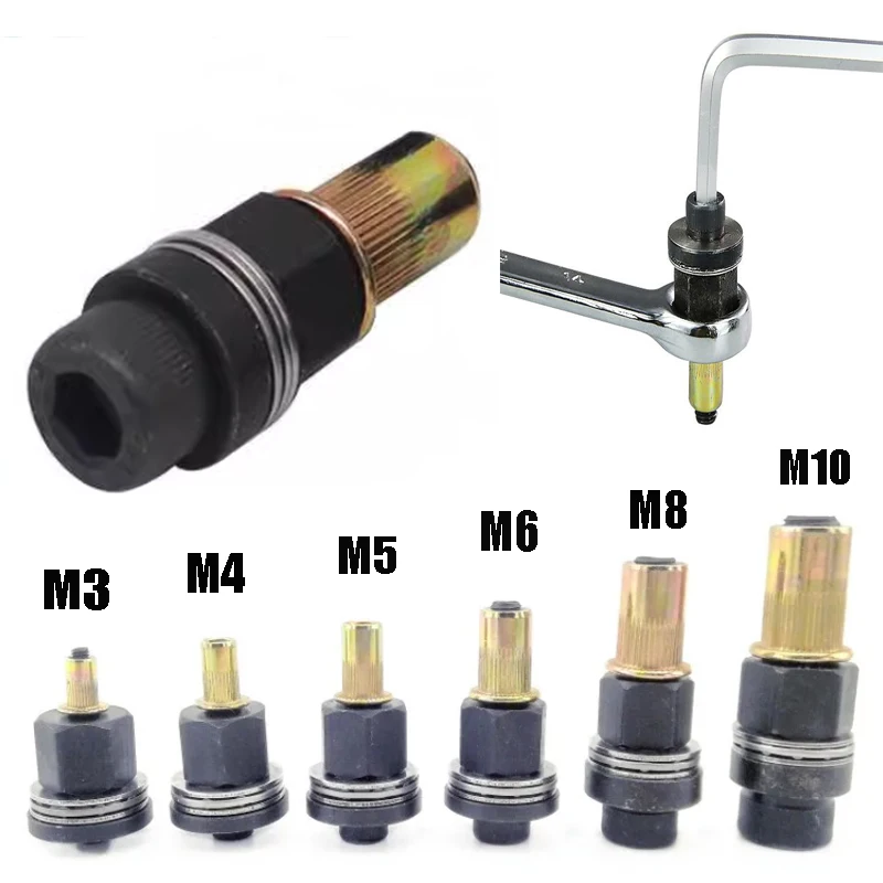 Mão Rivet Nut Gun Cabeça Nuts Adapter Tool Acessório Riveter para Nuts Modelo Opcional m3 m4 m5 m6 m8 M10 1pc