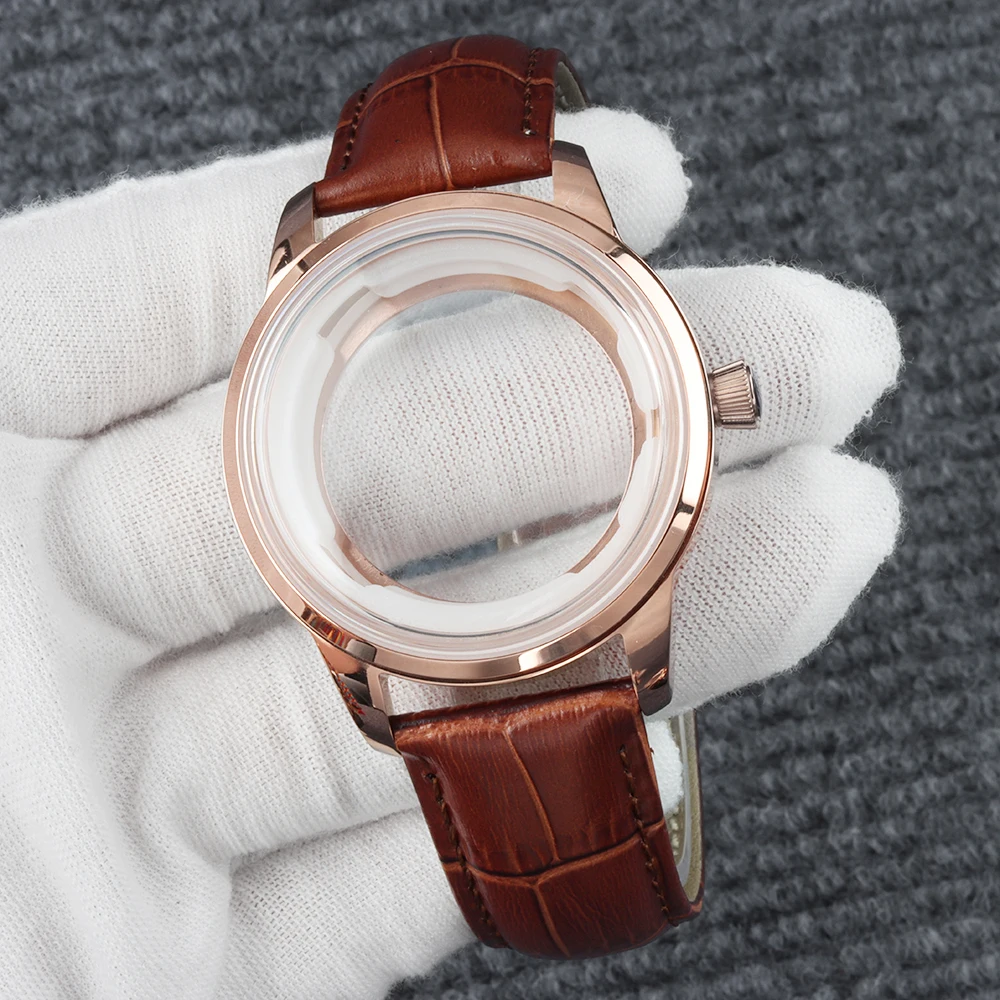 Rose gold 40mm NH35 Watch Case Arched Glass For Cocktail Time Presage Seiko Mod NH35 NH34 NH38 Movement Stainless Steel Case