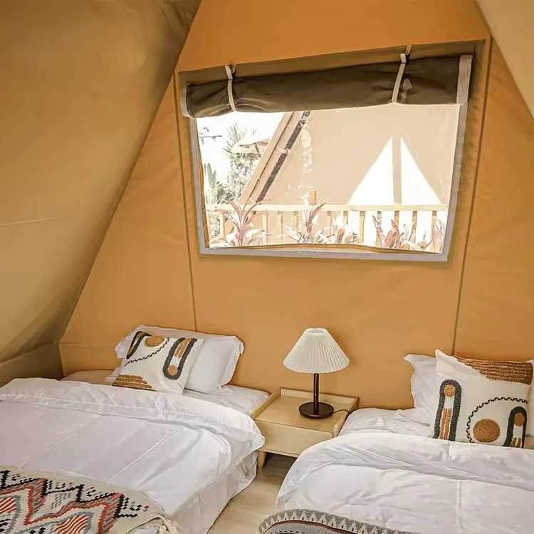 Tente triangulaire de haute qualité pour safari, tipi de luxe léger, toile épaisse, glamping, hôtel, voyage familial, camping en plein air, maison