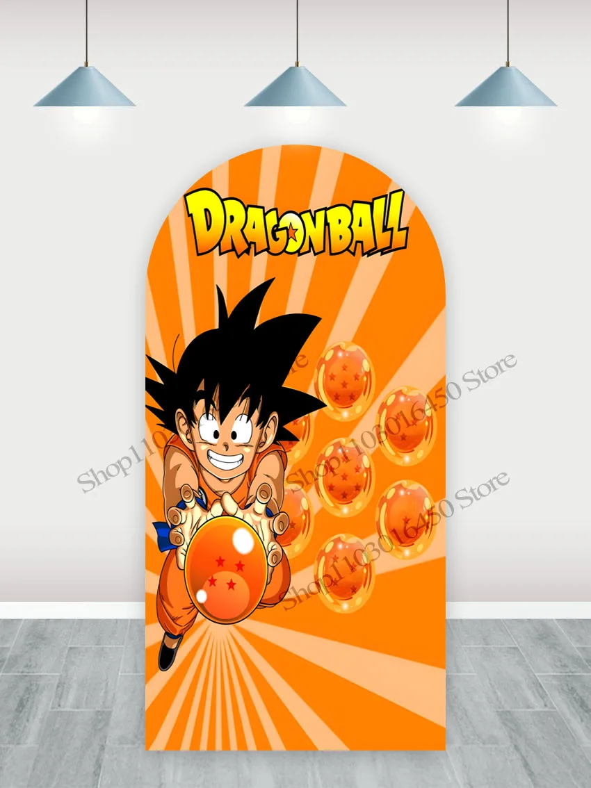 Bandai-Fondo de arco de Dragon Ball, decoración de fiesta de cumpleaños para niños, fondo de fotografía de doble cara, accesorios de estudio de poliéster