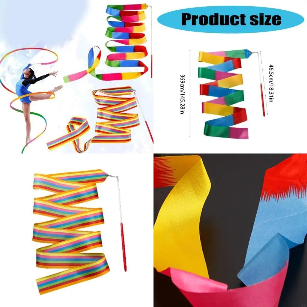  Colorful Gym Ribbon with Twirling Rod, Ribbon Wand for Artistic Dancing Dance Ribbons, Gymnastics Ribbon for Kids