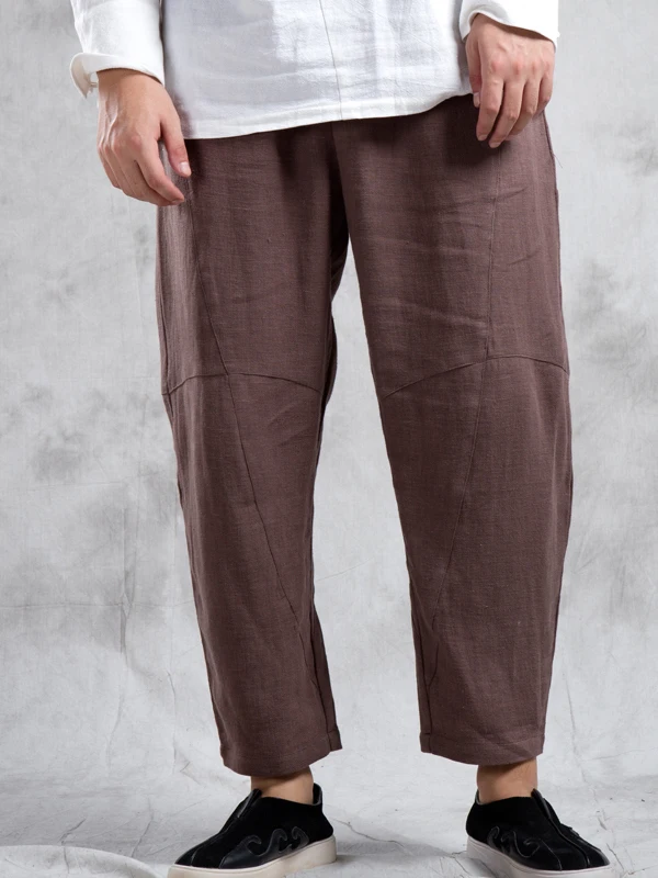 

Мужские повседневные свободные брюки-шаровары из хлопка и льна для весны и осени, модные, удобные, дышащие, экологичные