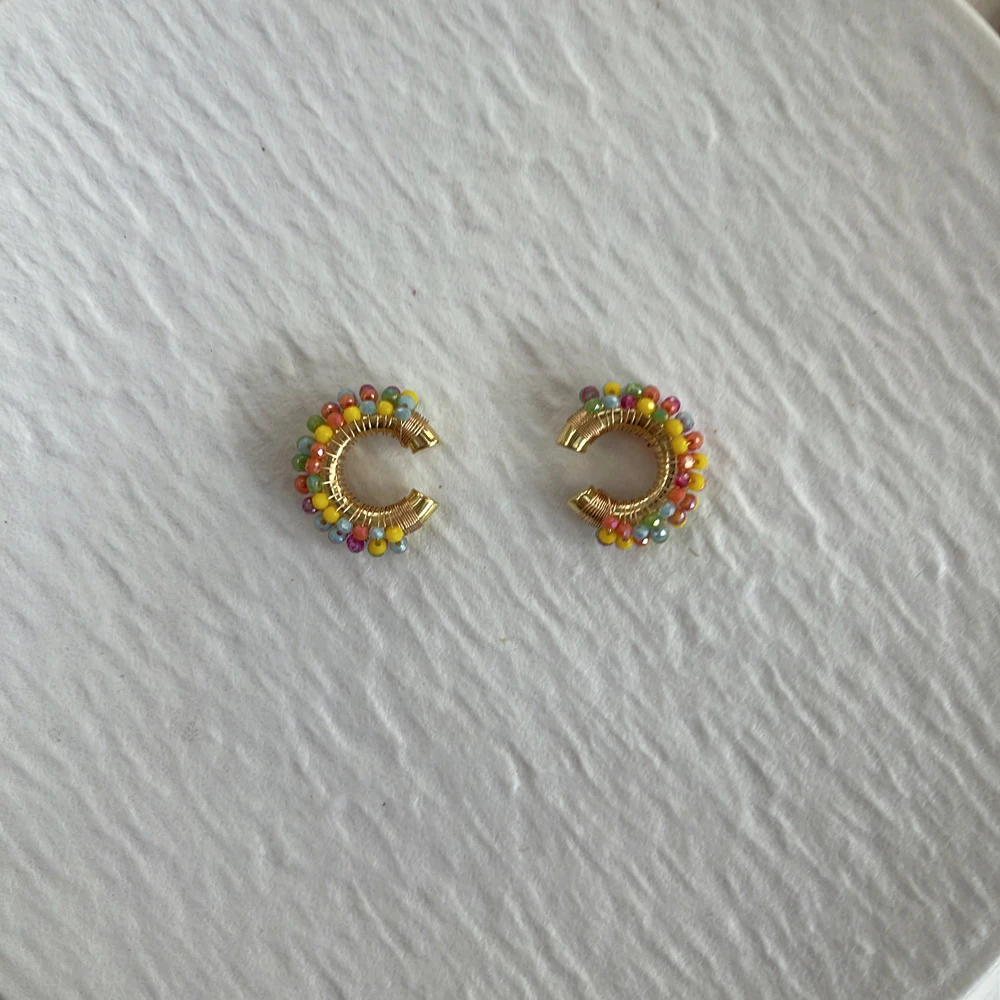 5 زوج/وحدة مجوهرات هيبوالرجينيك اليدوية الزجاج الخرز الكفة أقراط بوهو بيان أقراط الكفة للنساء