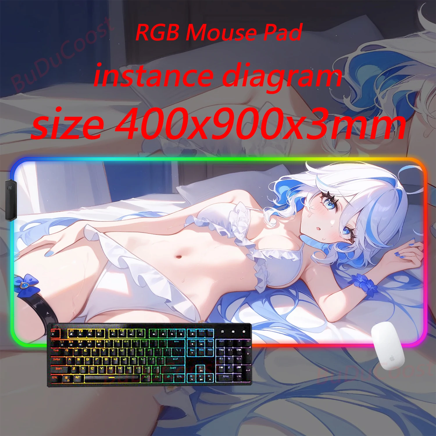 Imagem -03 - Genshin Impact Furina Mouse Pad Eletrônico hd Print Gaming Rgb Xxl Bloqueio Borda Luminescência Computacional Esportes Escritório Mais Vendidos