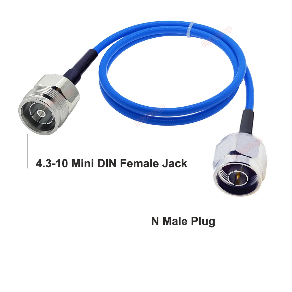 RG402 4.3-10 Mini DIN Jack Female to N Male Plug Blue RG-402 141 Semi-Flexible Cable 50 Ohm RF Coaxial Pigtail Extension Jumper