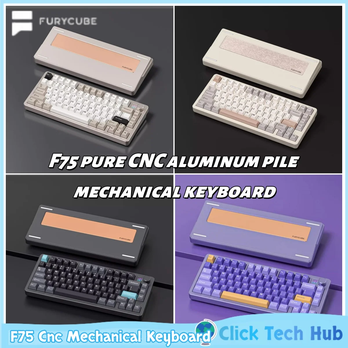

Furycube F75 CNC Mechanical Keyboard Aluminum Lump Thri-Mode Wireless Gateway Structure Customized Finished Rgb Game Office