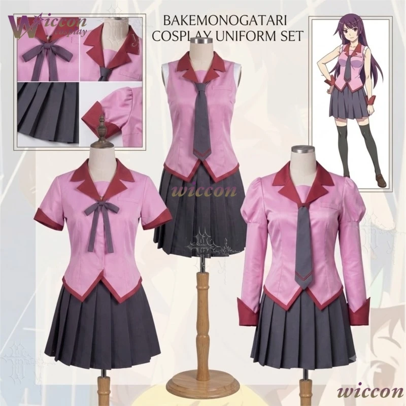 bakemonogatari-hitagi-senjougahara-コスプレ衣装チョッキ半袖ロング衣装アニメキャラクターコミコンハロウィン用