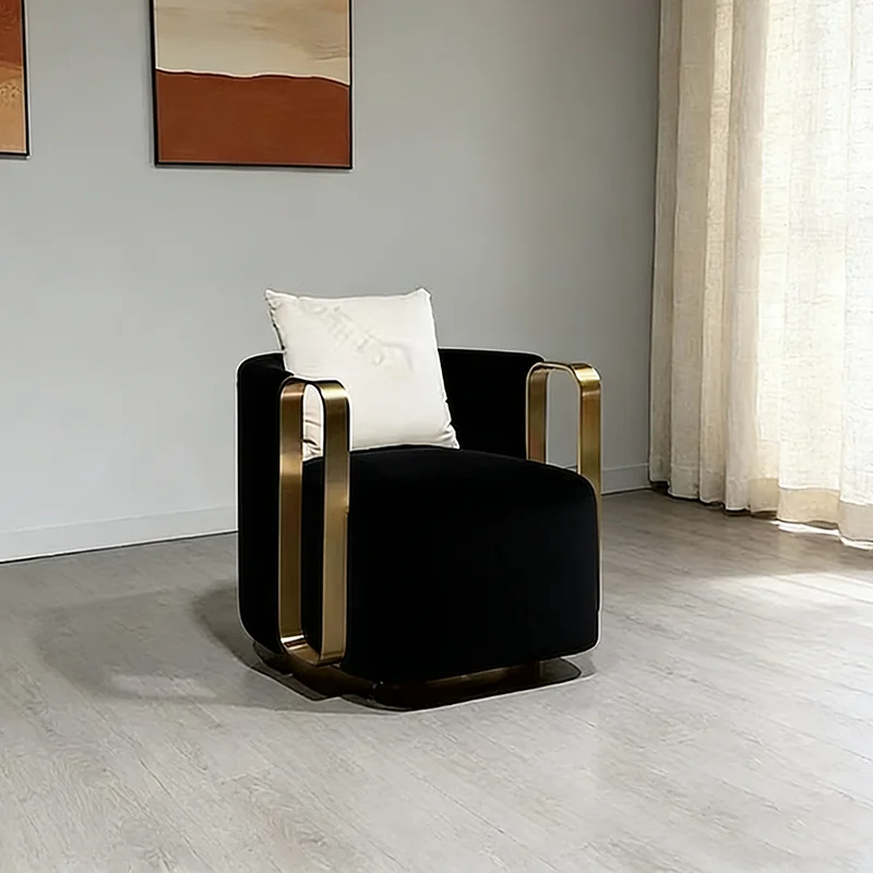# Fabric High-density Foam Sofa Chair Furniture with Wooden Frame and Stainless Steel Decorations