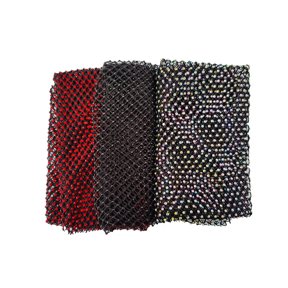 SS10 Black Rhinestones Mesh Fabric Crystal AB Stones Net Strass Rhinestones For Dresses 40X100cm