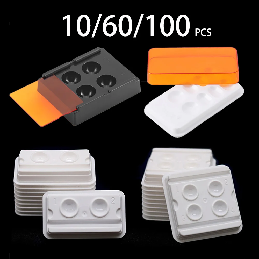 10/60/100 PCs Slots Dental Resin Shade Light Storage Box Veneer Box with Cover Mix Hood Case Shading Dentist Tools