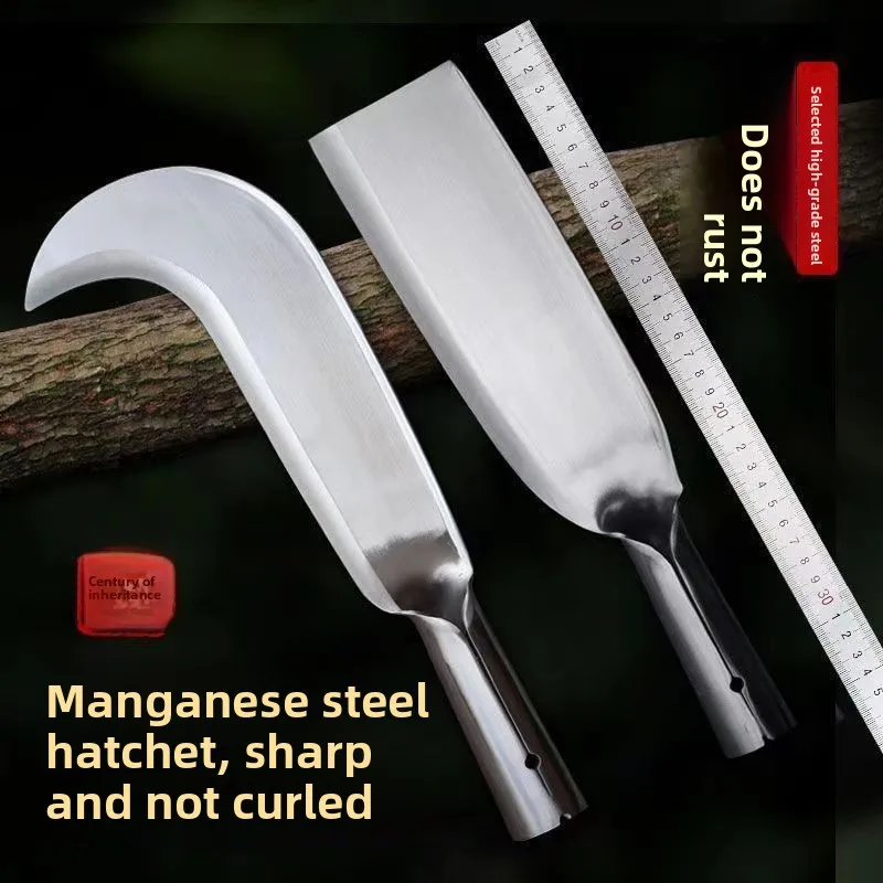 Stainless Steel Firewood Knife Hand Forged High Hardness Machete Long Handle Outdoor Farm Cutting Trees Firewood