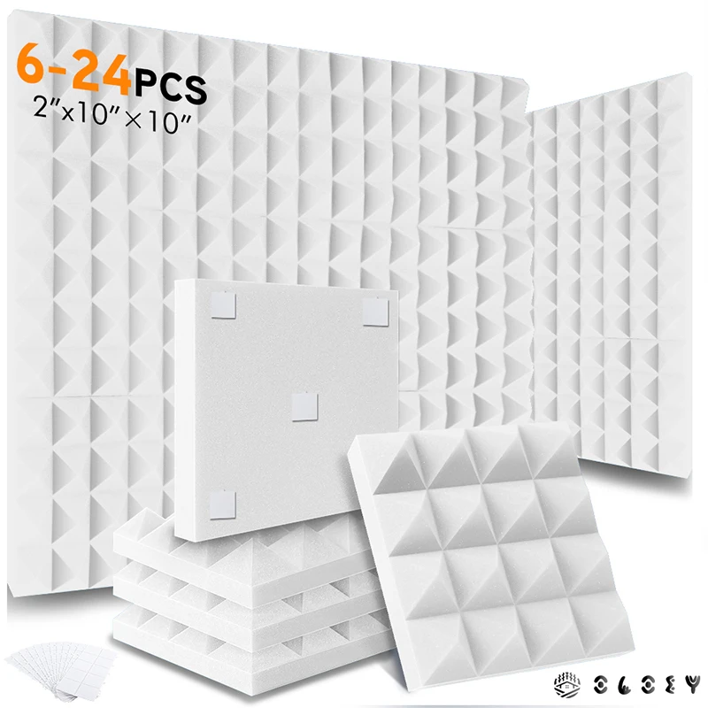 Studio Monitor Acoustic 6/12/24 Pcs, Soundproof Foam Panel Sound Proof Insulation For Wall Room, Pyramid Acoustic Foam Panels