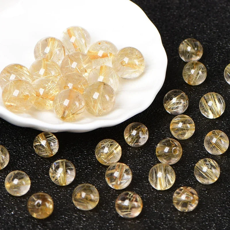 UMQ Natural 5a Gold Rutilated Quartz Scattered Beads Diy Crystal Jewelry Accessories Materials Bead String Jewelry