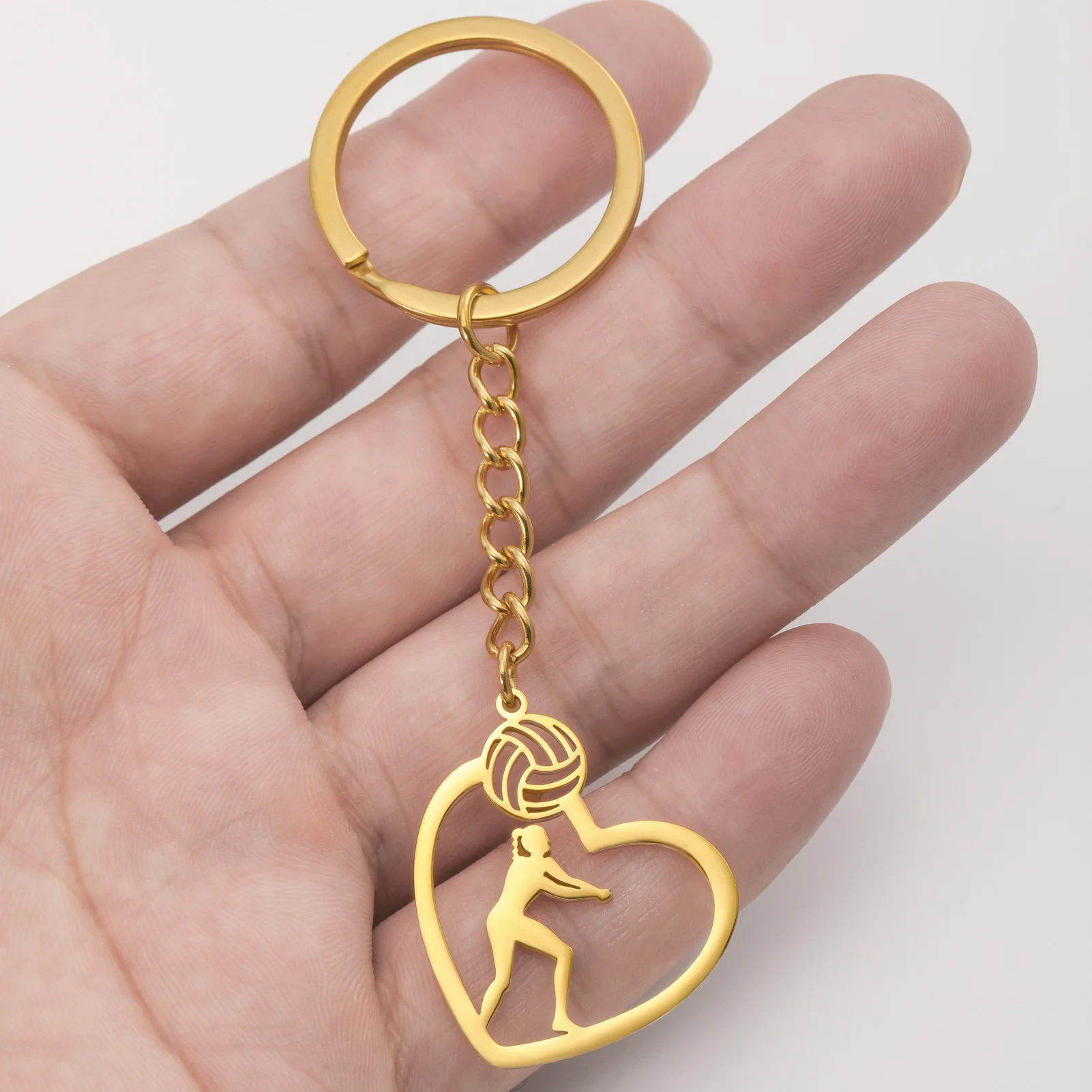 Amaxer Fashion Cute Volleyball Serve Training Actions Pendants Keychain for Women Men Fan Player Student Gift Bag Jewelry Gifts