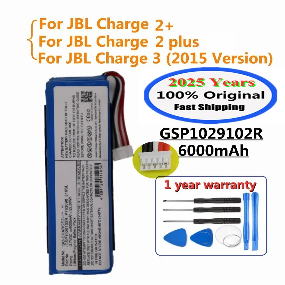 6000mAh GSP1029102R Original Charge2 Speaker Battery for JBL Charge 2+ Charge 2 Plus /Charge 3 2015 Version Player Battery