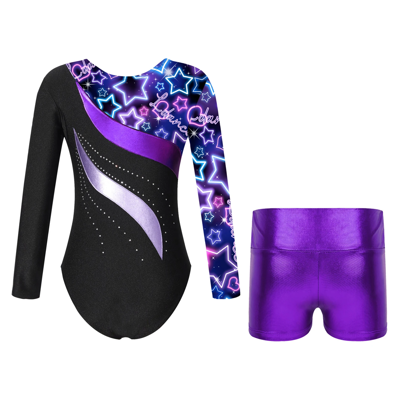 Kids Girl Ballet Dance Gymnastic Leotard Sleeveless Bodysuit with Shorts Skating Stage Performance Dancewear Swimwear Sportswear