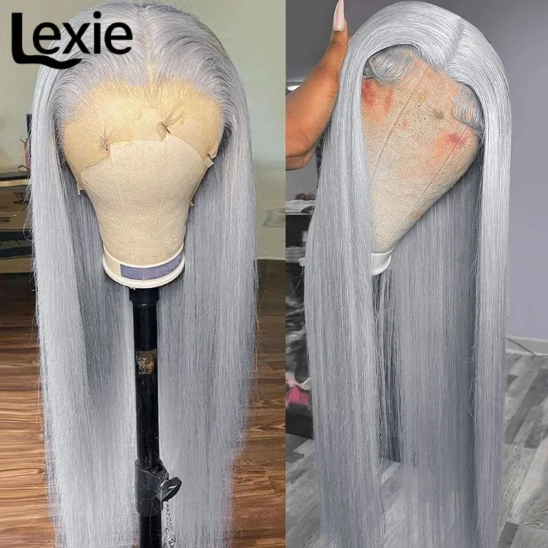 13x6 hd transparente Spitze Frontal Perücke rohe vietnam esische Silber grau Echthaar Perücken Spitze Front Perücken für schwarze Frauen 28 30 32 36 Zoll