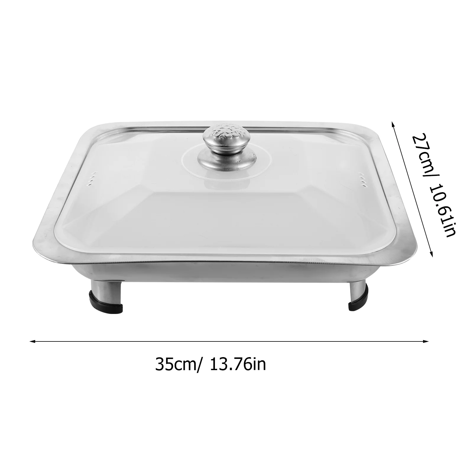 Tray Stainless Steel Dinner Plate Chafing Dish Roasting Pan with Lid Buffet Serving Rectangular Food 34X28X96CM Plastic