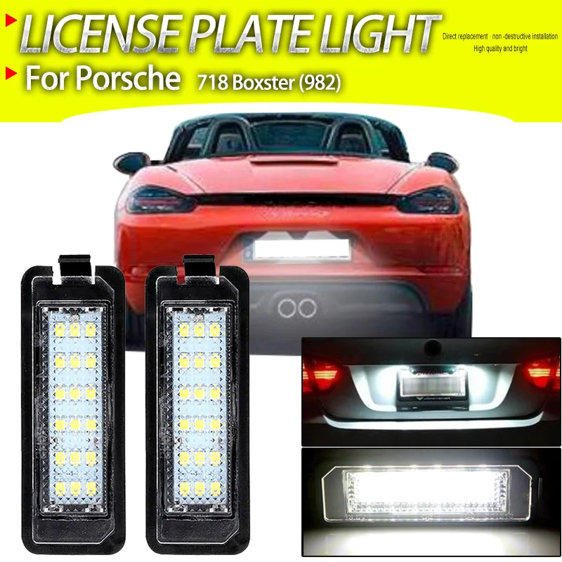 Number License Plate Lights Led Light For Porsche 718 Boxster (982) 2016-2020 Signal Lamp Automobiles Parts Accessories Canbus