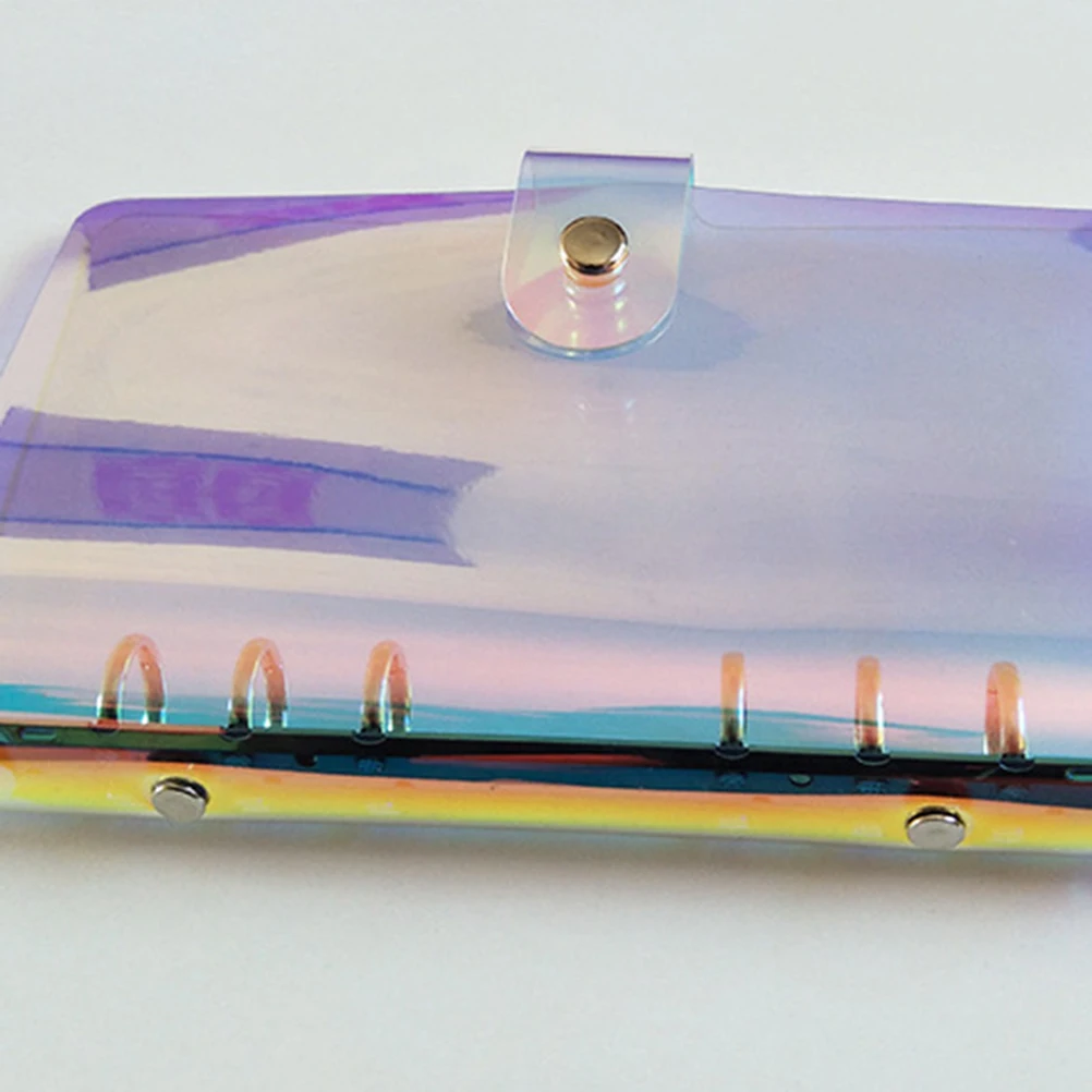 

Colorful Loose-Leaf Holographic File Binder Premium PVC Anti-Rust Clip Button Fastening Lightweight Portable Office School
