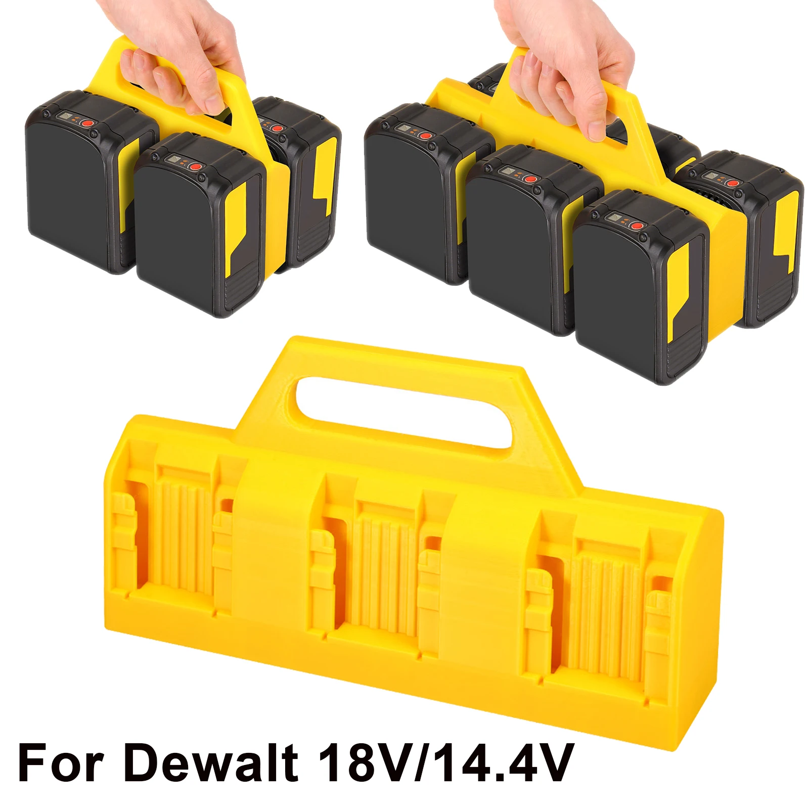 Portable Battery Holder for De.Walt 18V/14.4V and Makita 18V Battery 4/6 Slot Plastic Battery Storage Organizer with Handle