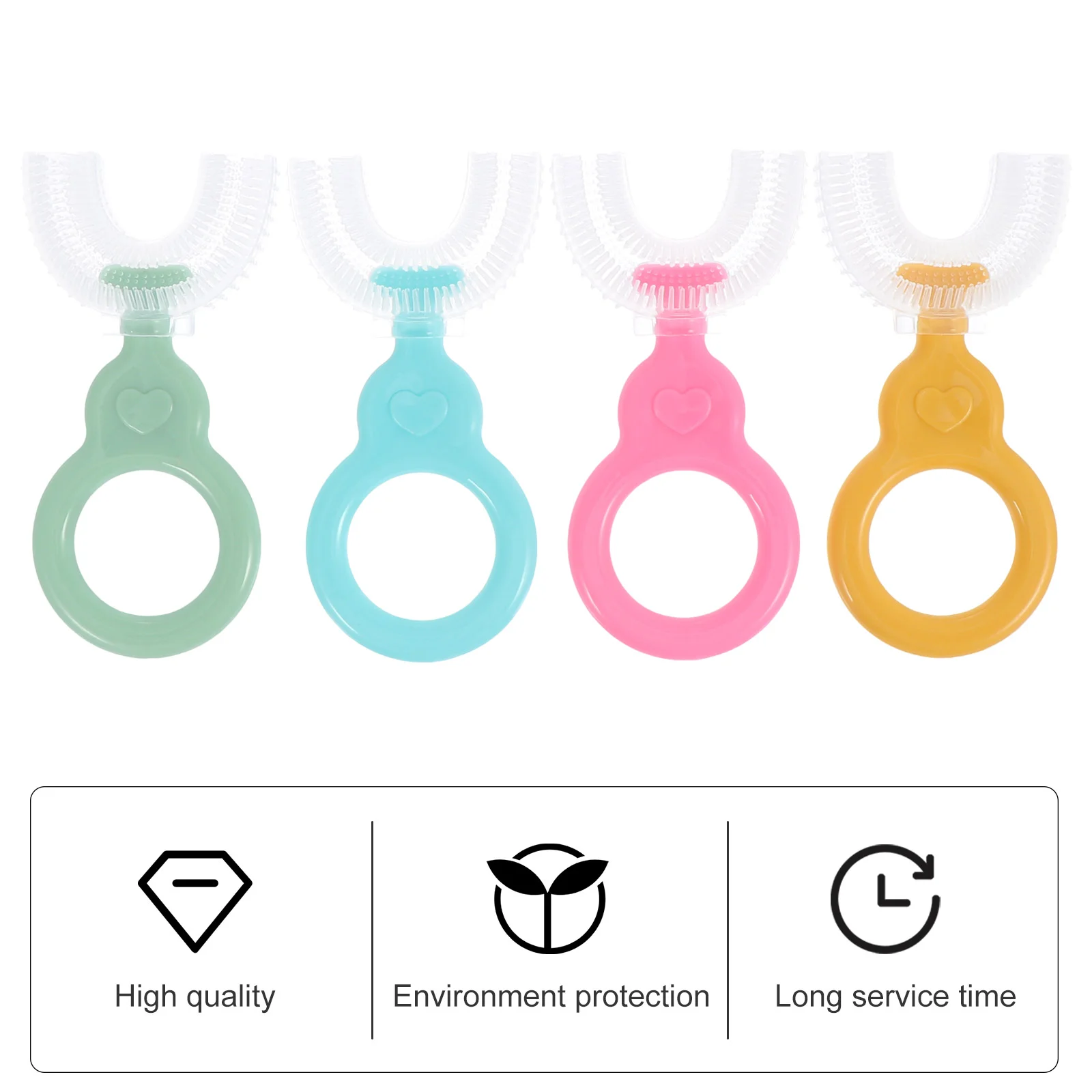 4 Pcs Manual Toothbrush Compact U-Shape Portable Kids Pp Practical Handheld for Dental Care