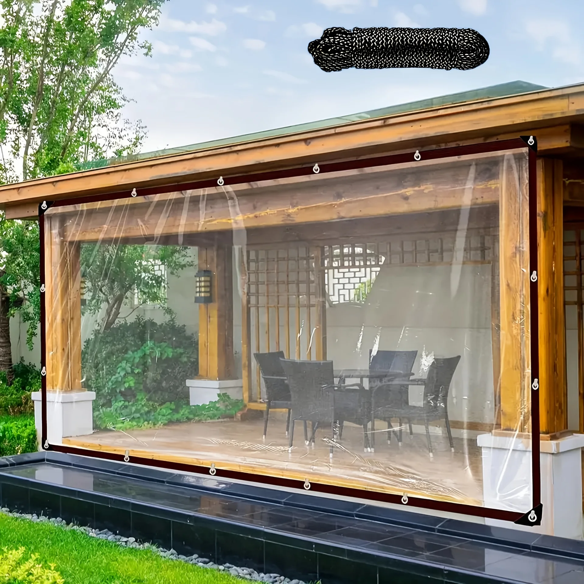 Bach Clear Windproof Tarpaulin W Seal Ring. for Garden,chicken
