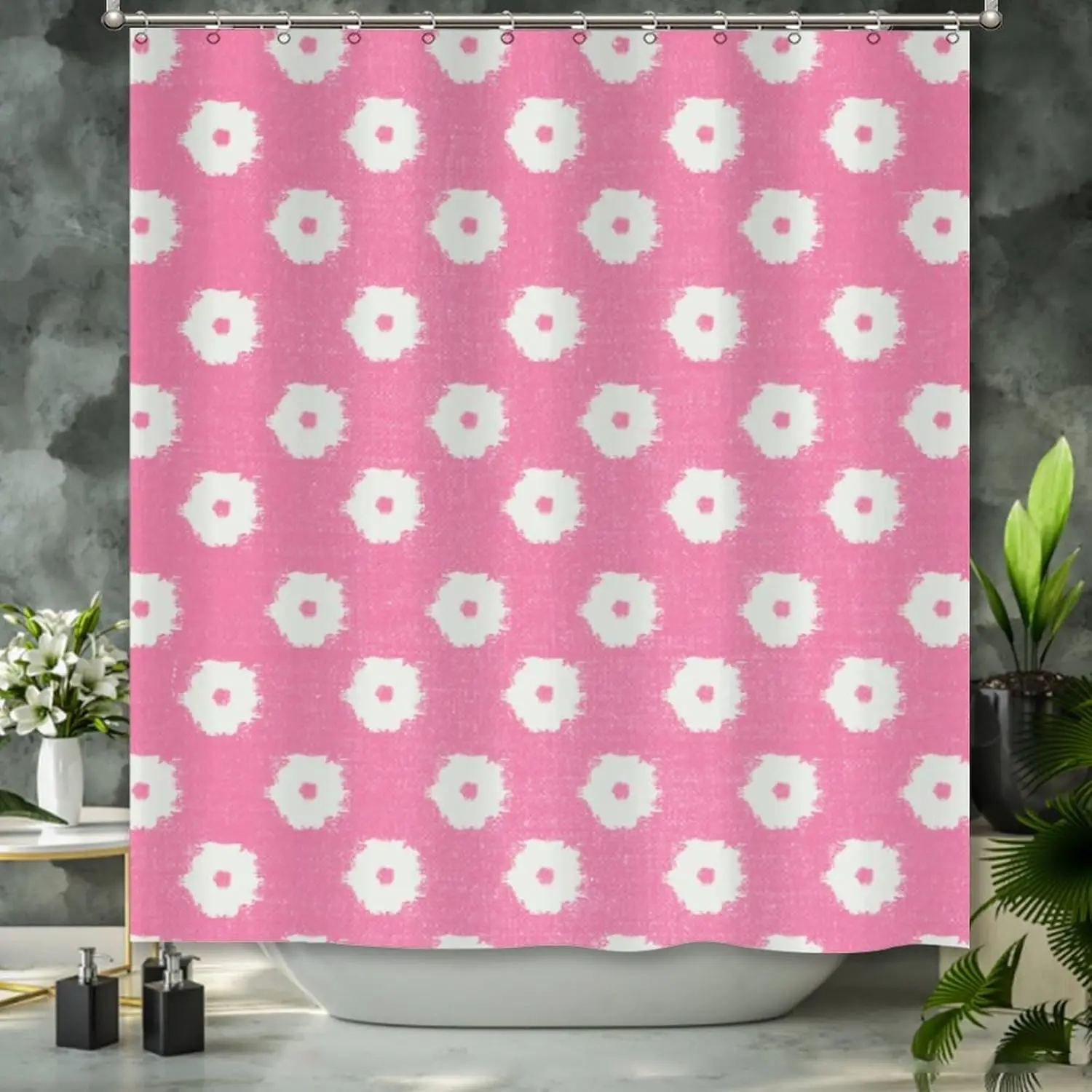 

Шторка для душа Timur Weave на розовом фоне для вашей ванной комнаты - 72x72 дюйма, тканевая шторка для душа в китайском стиле, легкая и прочная.