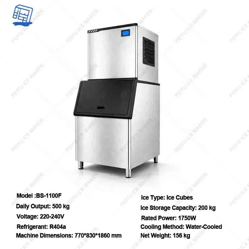 High Productivity Commercial Ice Cube Maker 120kg-500kg for Bars Cafes Hotels Restaurants with Durable Motor As Core Component