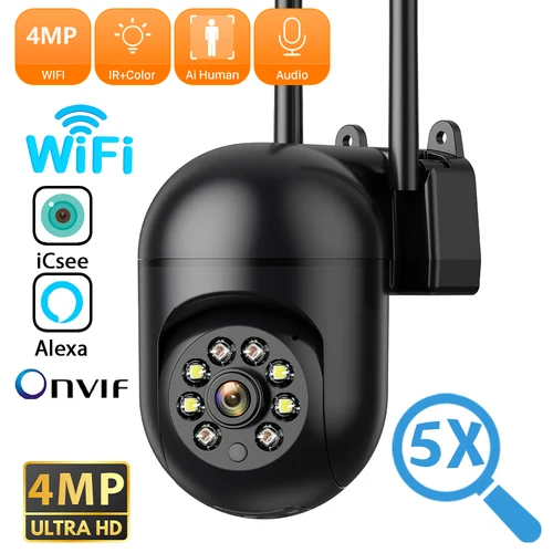 Imagen 1 del producto Cámara de vigilancia Wifi 4MP2K ICSEE, visión nocturna HD, detección humana Ai, cámara de seguridad para el hogar, Audio bidireccional, cámara IP PTZ 2,4G