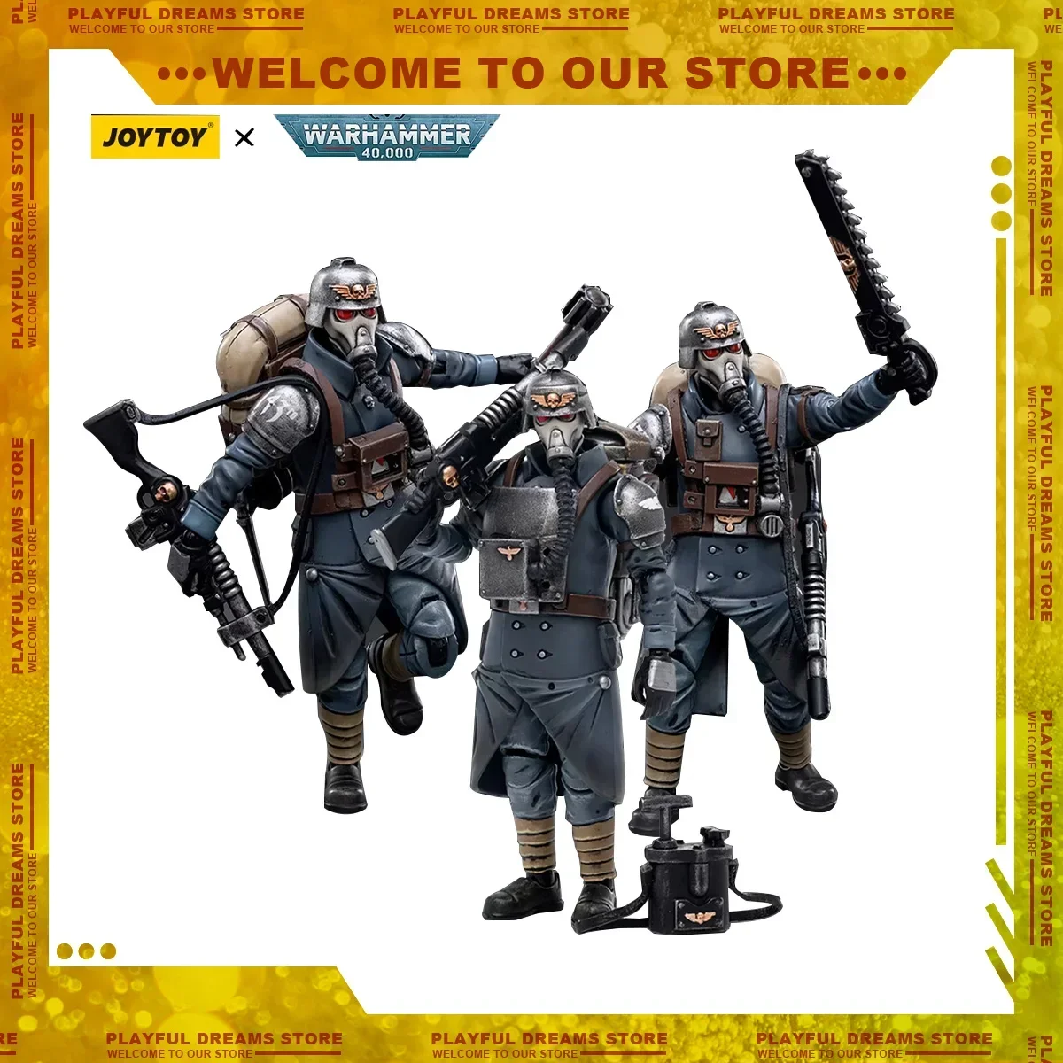 JOYTOY 1/18 Warhammer 40k Astra Militarum Action Figure Death Korps of Krieg Veteraan Squad Model Decoratie Ornament Gift