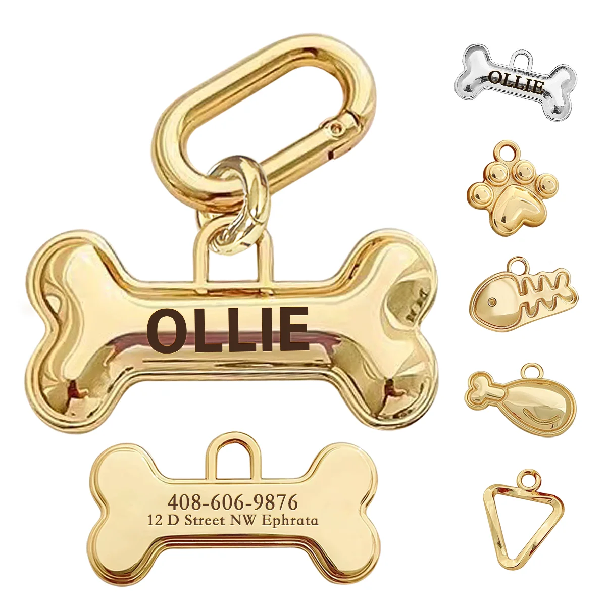 Memopaw Design Personalized Pet Dog Name Tag Copper Free Engraving Anti-lost Collars Tag for Dogs Cats Nameplate