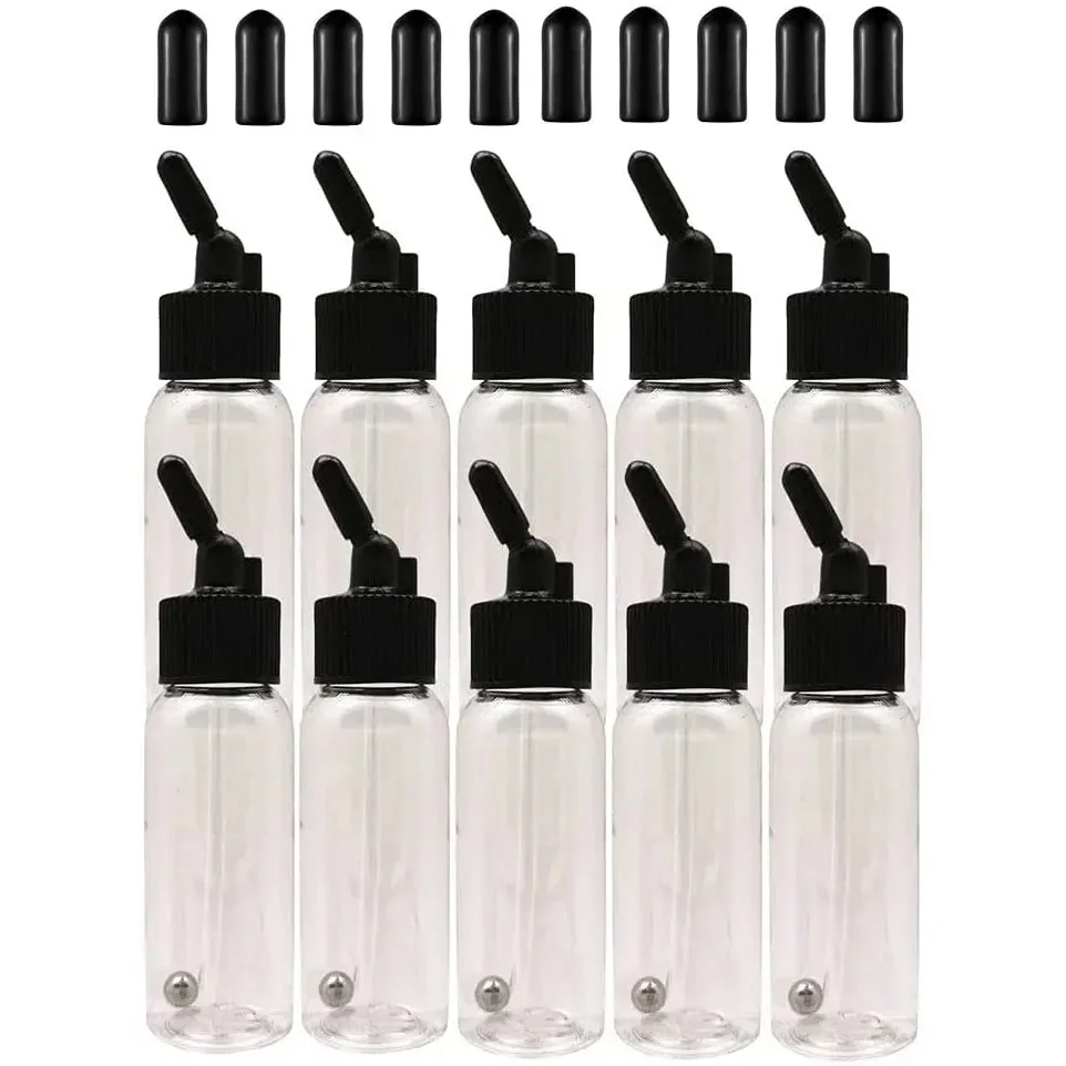 JOYSTAR 10 Pack 30ML Airbrush Plastic Bottles Jars with caps for Dual- Action Siphon Suction Feed Airbrush