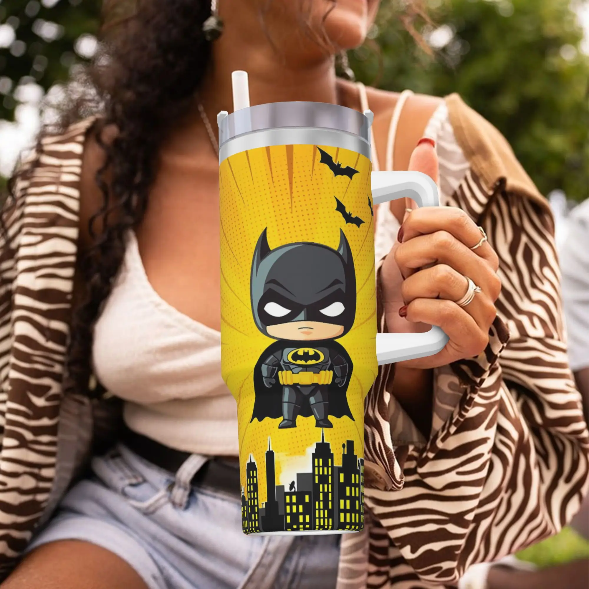 Stainless Steel Tumbler B-Batmans Cartoon Mugs Cup With Straws 3D Print Hot Drinks Water Bottle Large Capacity Thermal Mug view 5